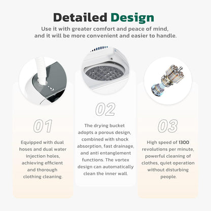 Greenvelly Portable Washing Machine, 16 Lbs Compact Mini Washer and Dryer Combo, Semi-automatic Twin Tub Washer with Drain Pump for Dorms, Apartments, RVs (Grey)