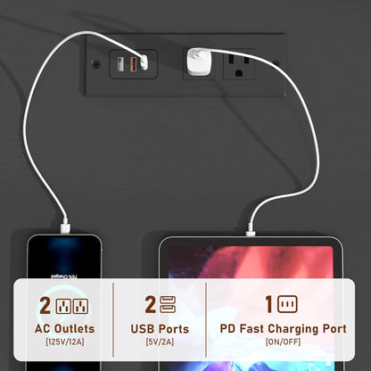 Black malm Dresser for Bedroom, 63 Inch Long 9 Drawers Dresser with Charging Station, Modern Large Wood Chest of Drawers Handle Free for Bedroom, Living Room, Entryway, Hallway, Black