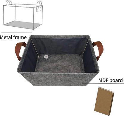 GRANNY SAYS Closet Storage Baskets, Collapsible Fabric Storage Bins with Metal Frame, Clothes Organizer Bins, Large Baskets for Shelves, Gray, 4-Pack