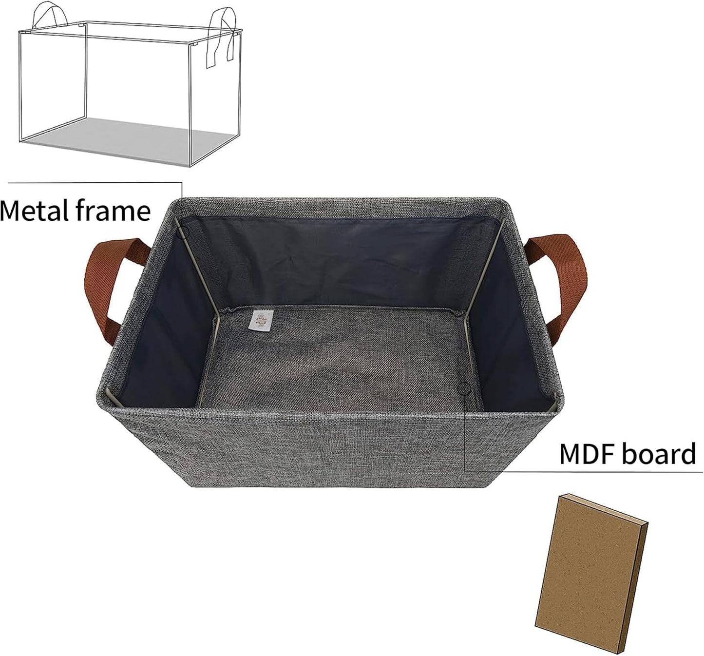 GRANNY SAYS Storage Baskets for Shelves, Closet Organizer Bins, Clothes Storage Bins with Metal Frame, Extra Large Baskets for Organizing and Storage, Collapsible, Gray, 2-Pack