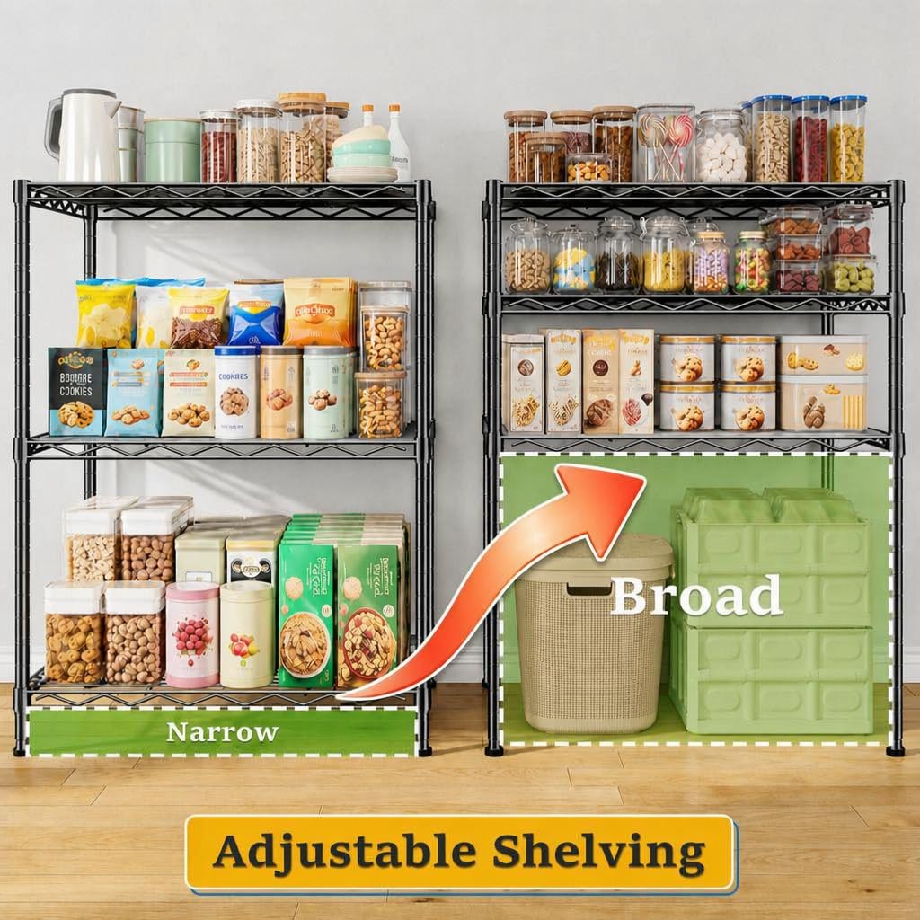 GRANNY SAYS 3-Tier Narrow Storage Shelves for Small Spaces, 18" W Metal Shelving Unit, Adjustable