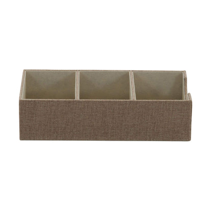 Household Essentials Brown 722-1 Deep 3 Section Drawer Organizer Box for Storage | 12 in x 6.13 in