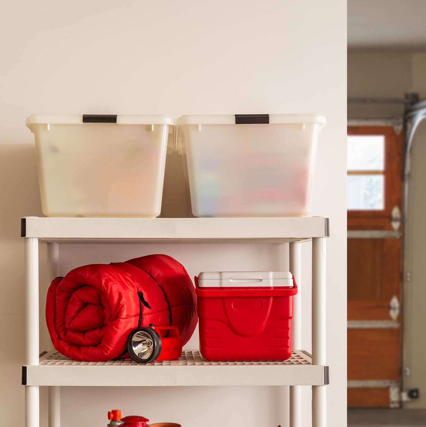 IRIS USA 68 Quart / 17 Gal. Stackable Plastic Storage Bins with Lids and Latch Buckles, 5 Pack
