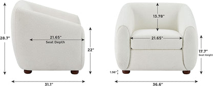 Modern Accent Chair for Living Room, Upholstered Armchair with Boucle Fabric, Single Sofa Chair with Solid Wood Legs, Boucle, Curry