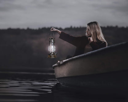 YAKii LED Vintage Lantern Metal Hanging Hurricane 12 LED Dimmer Switch Cold White Battery Operated Power Outage Indoor Camping Lighting Outdoor Brooklyn (Black 2 Pack)