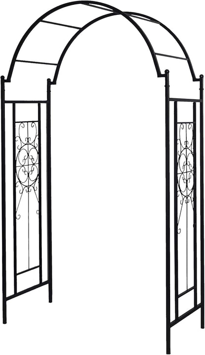 OUTOUR Garden Arch Arbor Arbour Trellis Archway for Climbing Plants Roses Vines Support Rack, Outdoor Garden Lawn Backyard Patio, Matte Black