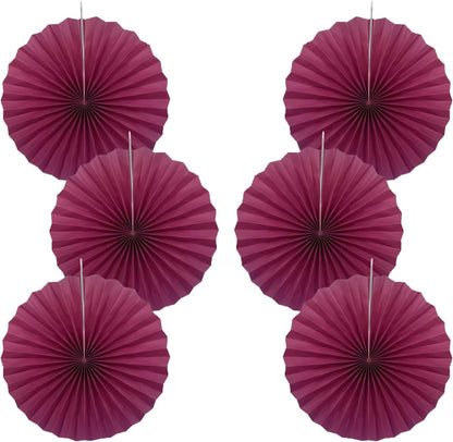 BARTHEW Red Party Decorations,Paper Decorations for Party,Girls Party Decorations Party Paper Fans Bulk 16in,Anniversary Decorations for Party 30 Color DIY Set （Wine Red）