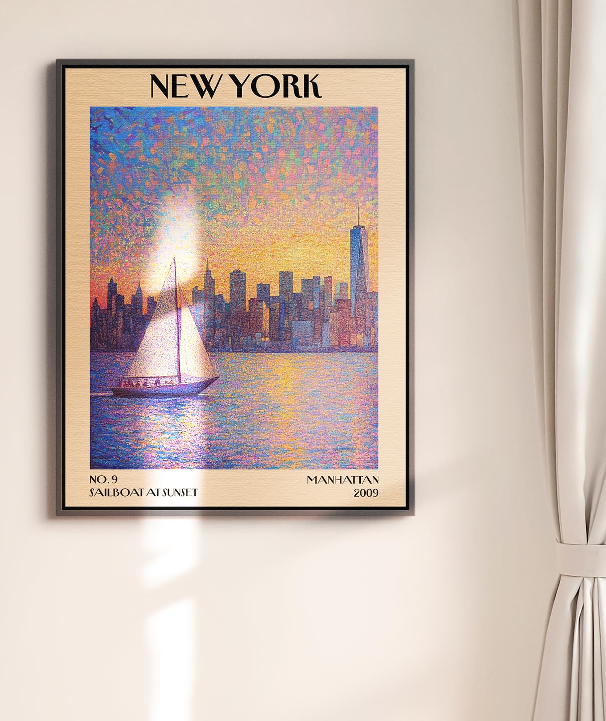 Retro Vintage New York Wall Art Print - 11x14 Unframed Poster - New York City Souvenirs, Cute Trendy Colorful Wall Decor (Sunset Sailboat, 11x14")