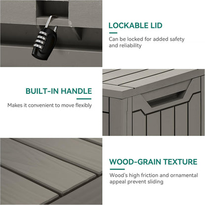 YITAHOME 80 Gallon Resin Deck Box, Outdoor Lockable Storage Box for Patio Furniture, Waterproof Patio Deck Box for Cushions, Pool Supplies, Sports Equipment and Garden Tools, Taupe