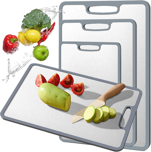 Titanium Cutting Board Double-sided non-slip silicone edging Pure Titanium Cutting Boards for