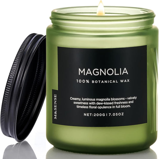 M&SENSE Magnolia Jasmine Scented Candle, 7.05oz 50 Hours Long Lasting Clean Non Toxic All Natural