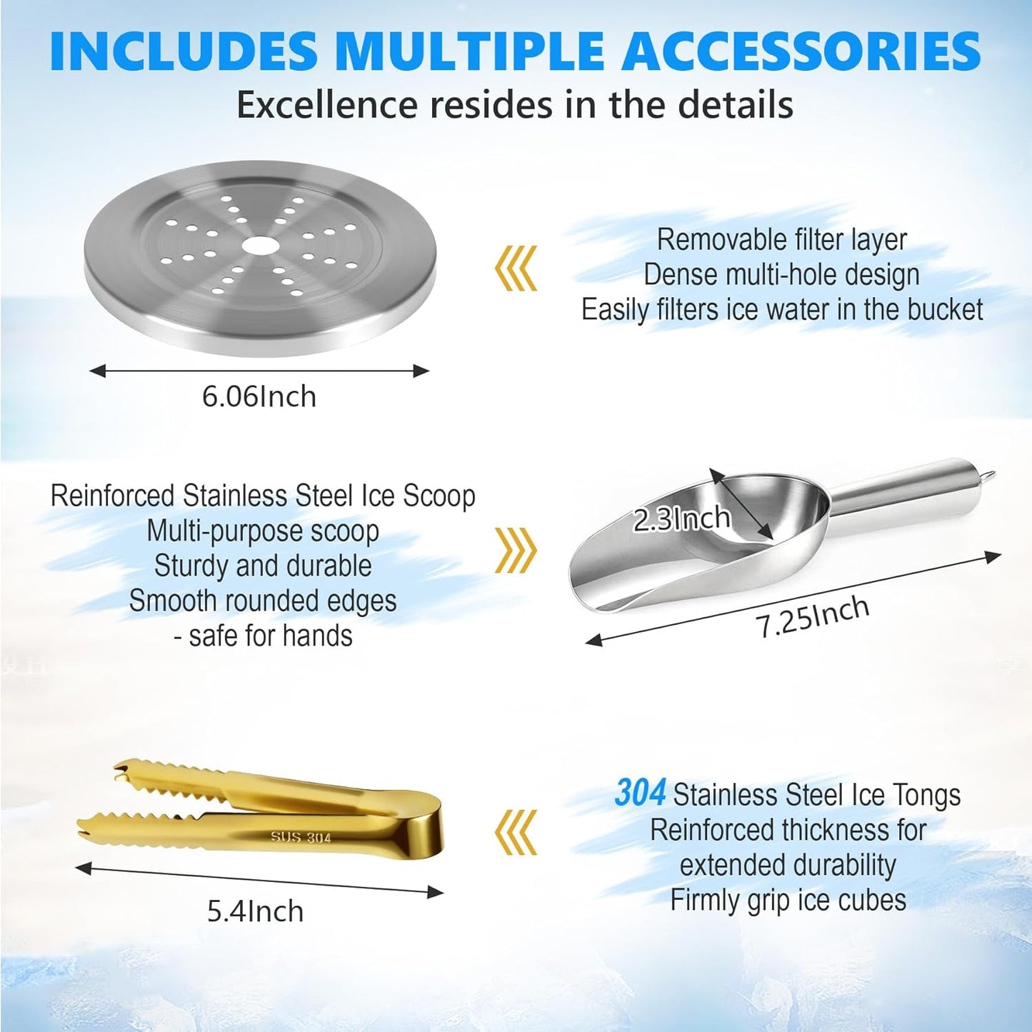 Ice Bucket, Green Ice Bucket 3L with Silicone Sealing Ring Double-Wall Vacuum Insulation Champagne Buckets with Filter Layer Ice Tongs Ice Scoop (Green, 3 L)