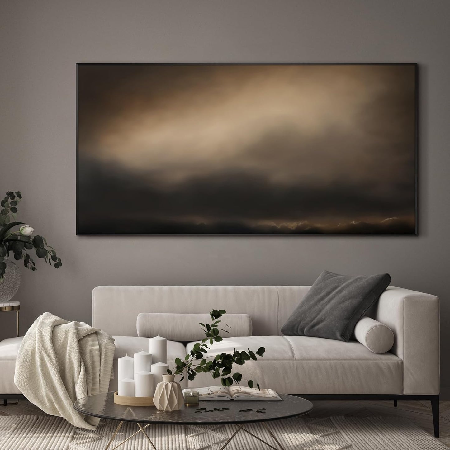 SIGNWIN 24"x46" Extra Large Framed Wall Art Golden Sunset Cloud, Moody Sky Scene for Home Living Room Bedroom Decor (Frame Assembly Required)