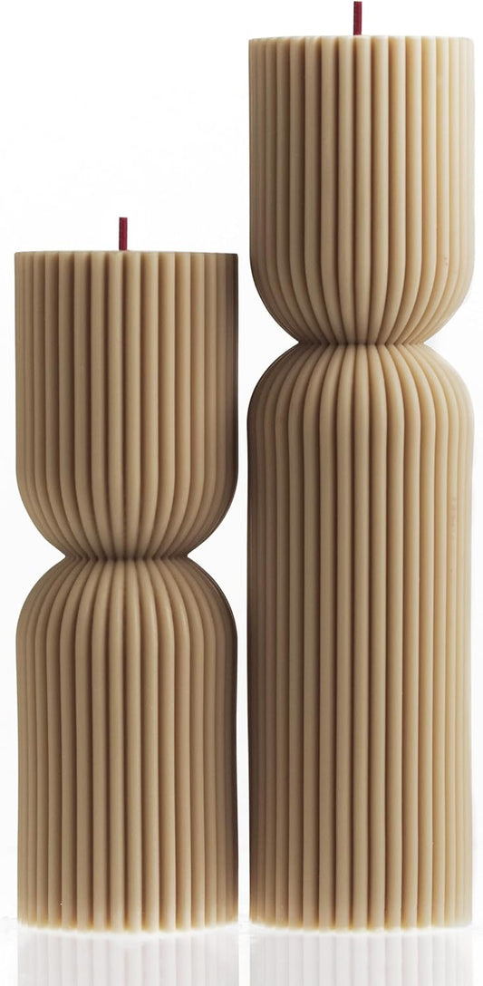 LAWA Hourglass Pillar Candle - Large Beautiful Handmade Pillar Scented Soy Wax Candle Elegant