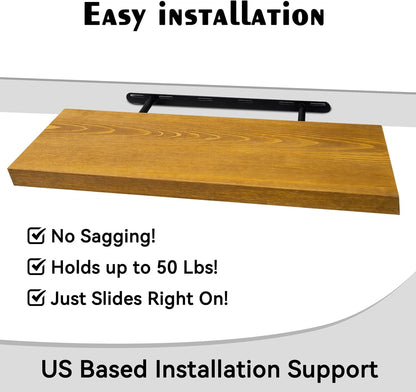 BGMG Wood Floating Shelves for Wall 24 inch Set of 2, Rustic Wooden Wall Mount Shelves for Living Room Bedroom Kitchen Farmhouse-24x6.7x1.25 inch- Gold Oak