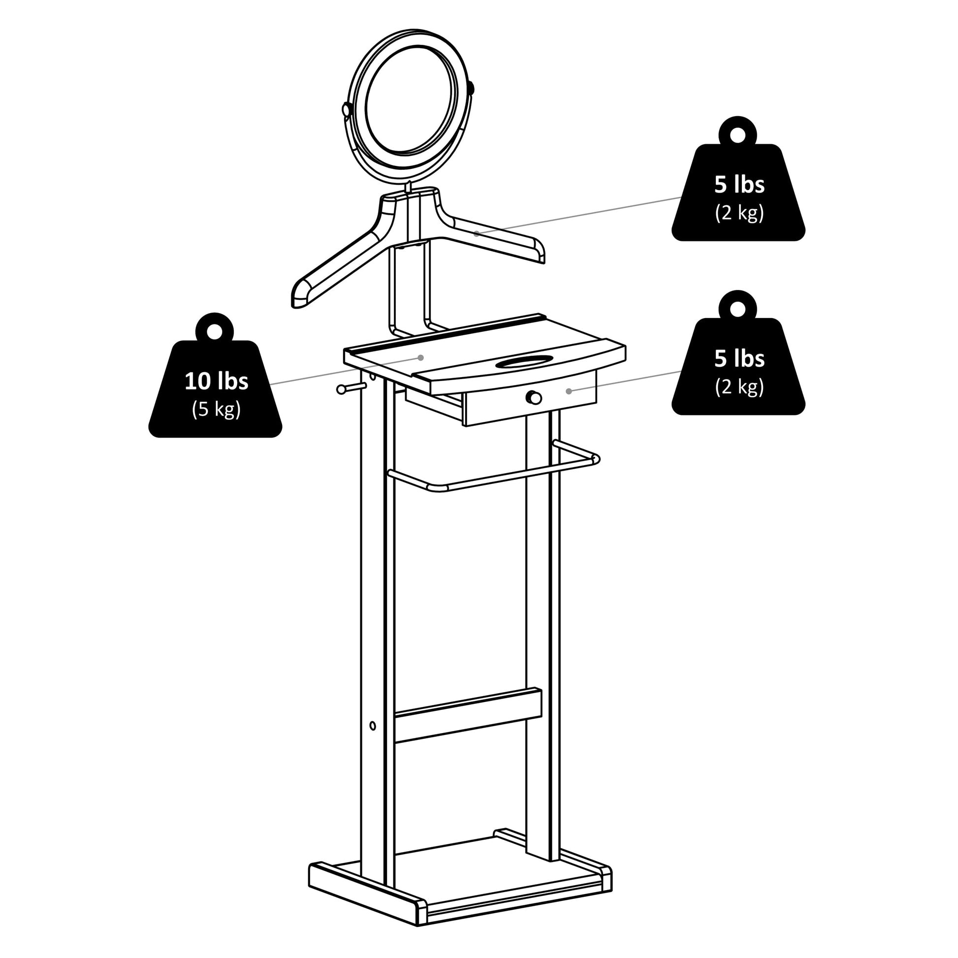 Winsome Wood Valet Stand With Wood Base, Dark Espresso (92155)