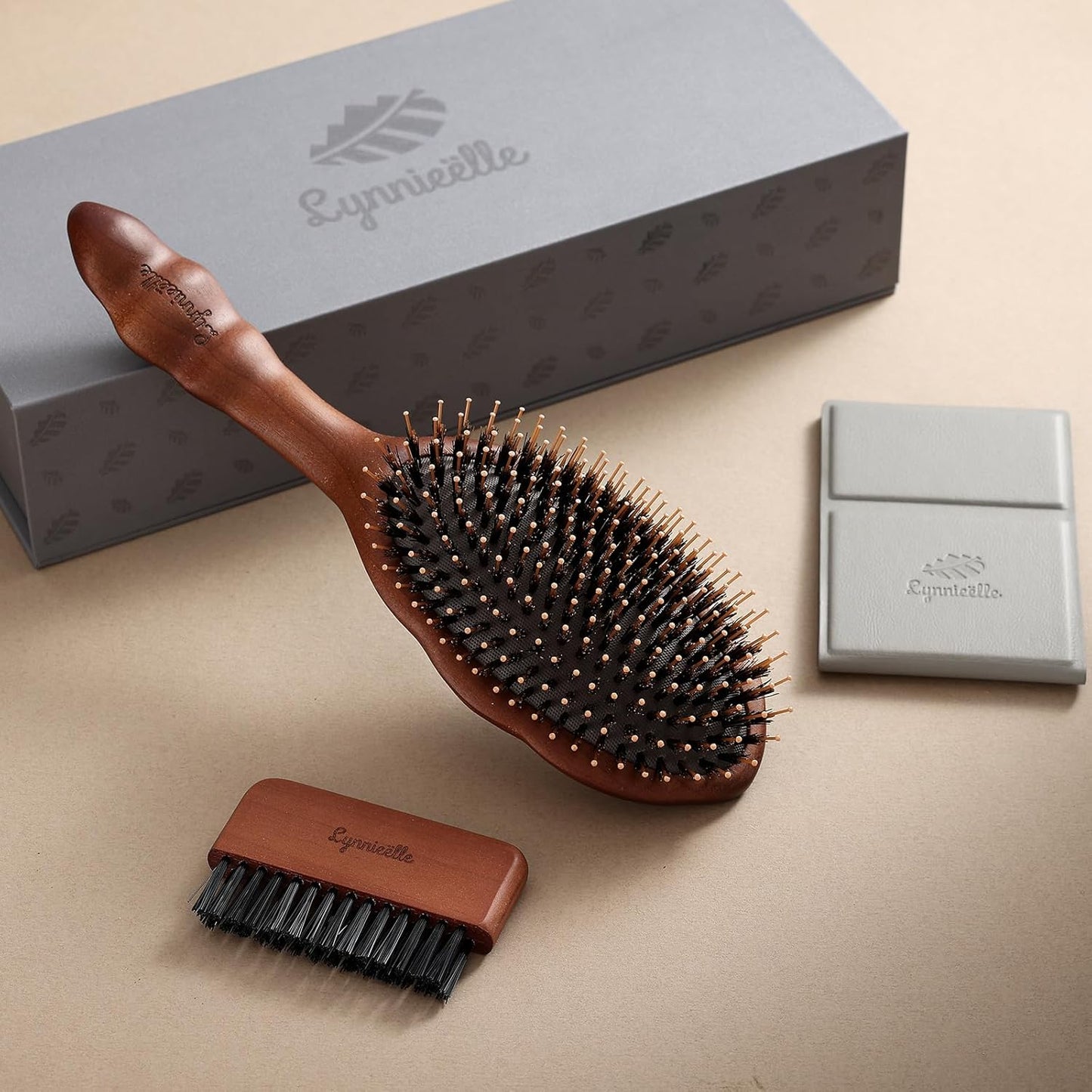 Premium Solid Wood Hair Brush, Nylon & Boar Bristle With Cushion Base, Exquisite Design, Detangling Hairbrush for all hair types