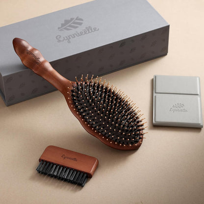 Premium Solid Wood Hair Brush, Nylon & Boar Bristle With Cushion Base, Exquisite Design, Detangling Hairbrush for all hair types