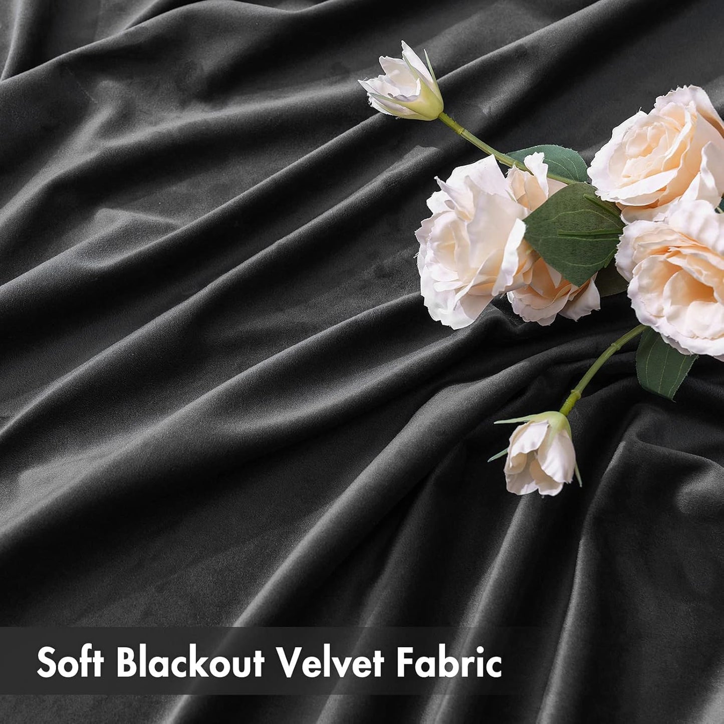 MIULEE Black Velvet Curtains Thermal Insulated Blackout Halloween Curtain Drapes for Bedroom Living Room Darkening 108 Inches Long Curtains Panels Rod Pocket Set of 2