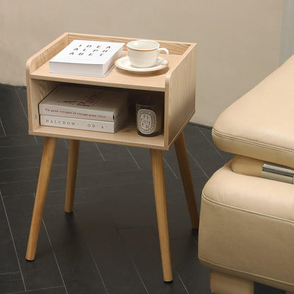 MaxSmeo Nightstand, Mid Century Modern Side Table Bedroom with Storage, Small End Bedside Table with Solid Wood Legs for Living Room, Office Small Spaces (Natural)