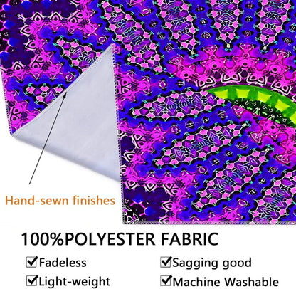 PSYHILAR Blacklight Mandala Tapestry for Bedroom, XL Black Light Posters for Adults and Teens, Red UV Reactive Aesthetic Bohemian Wall Art Decor (90 x 70 Inches)