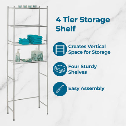 Honey-Can-Do 4-Tier Over-The-Toilet Storage Shelf - Space-Saving Steel Bathroom Restroom Organizer