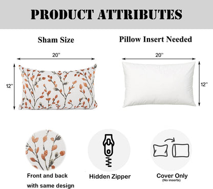 YOUR SMILE Classical Embroidery Jacquard Orange Square Decorative Throw Pillow Case Cushion Cover,12x20 inch