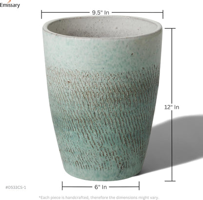 Emissary Bullet 9.5 in. Coastal Splash Ceramic Round Planter (9.5 in. L x 9.5 in. W x 12 in. H) with Drainage Hole