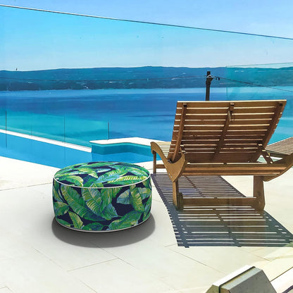 LVTXIII Inflatable Stool Ottoman Footrest with Handle, All Weather Foot Rest, Indoor or Outdoor Use for Home Patio Garden and Camping, D21 x H9, Hanalei Lagoon