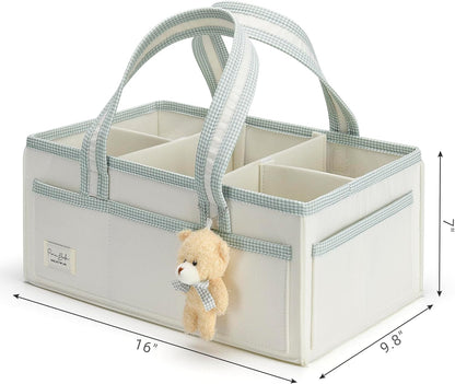 PeraBella XL Diaper Caddy Organizer With Handle, Baby Shower Gifts Basket Bag, Registry Search Must Haves Items, Newborn Girl Boy Nursery Storage Organizer, Baby Bag Essentials, Car Diaper Caddy Cart