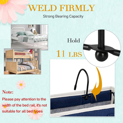 Bedside Storage Caddy/Bedside Hanging Storage Bag for Headboards Bunk Beds Dorm Rooms Book Phone Magazine Holder (Navy Blue)