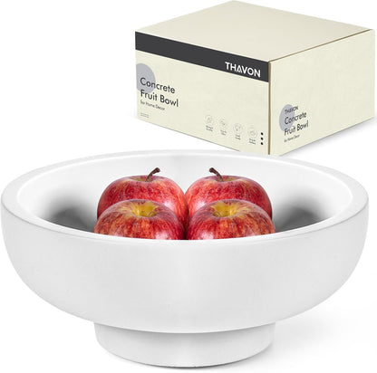 Large Decorative Bowl for Home Decor – Concrete Fruit Bowl for Kitchen Counter | Key Bowl for Entryway Table | Pedestal Bowl for Modern Decor | Coffee Table Centerpiece