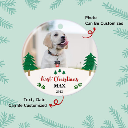 Personalized Christmas Ornament 2025 Custom Pet Memorial Gifts Photo Ornament Dog Cat First Christmas Ornaments Customized Xmas Tree Decorations Keepsake Gift for Dog Lovers, Pet Lovers