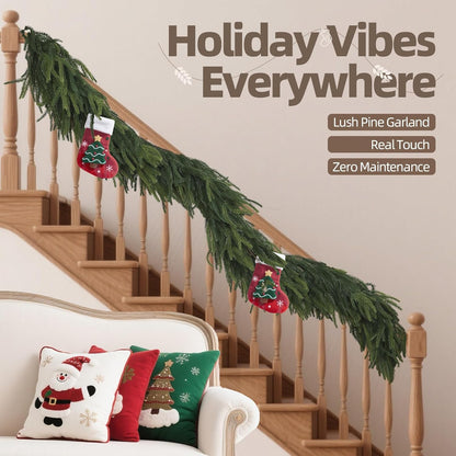 6FT Artificial Norfolk Pine Garland – Real Touch Greenery Garland, Dense Green Plants for Indoor Outdoor Christmas, Holiday, and Home Decoration (1, 6FT-)