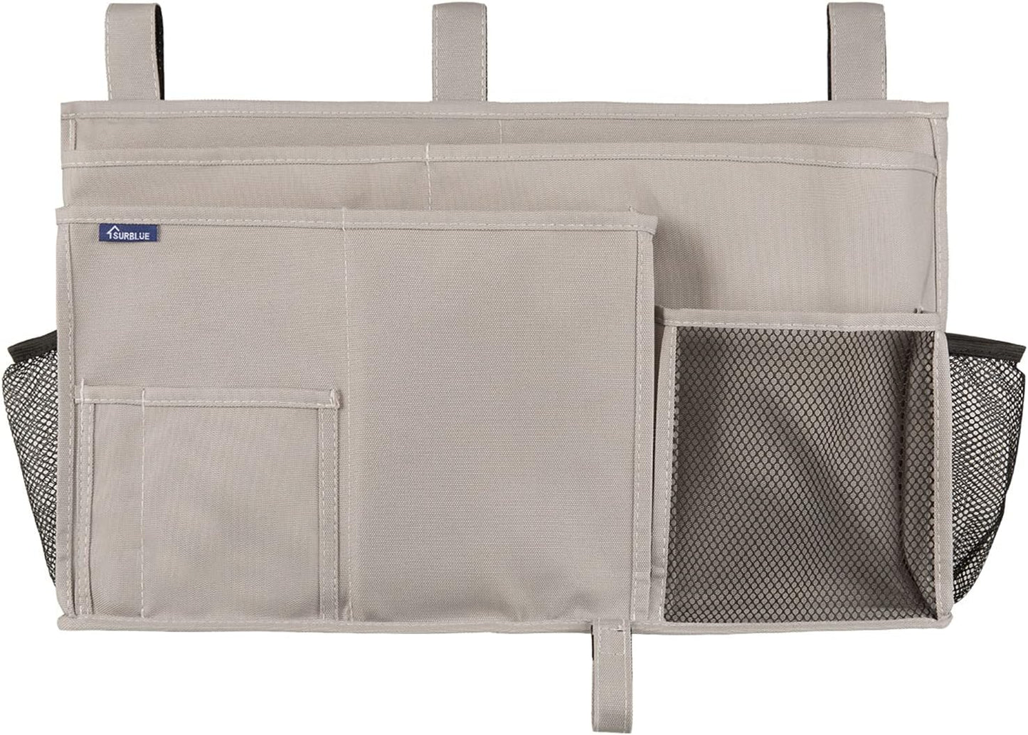 Surblue Bedside Caddy Hanging Bed Organizer Storage Bag Pocket for Bunk and Hospital Beds, College Dorm Rooms Baby Bed Rails,Camp (8 Pockets),Gray