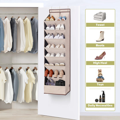 6 Pack Shoe Organizer with 6 Extra Large Pockets and 4 Large Pocket, Over the Door Sturdy Closet