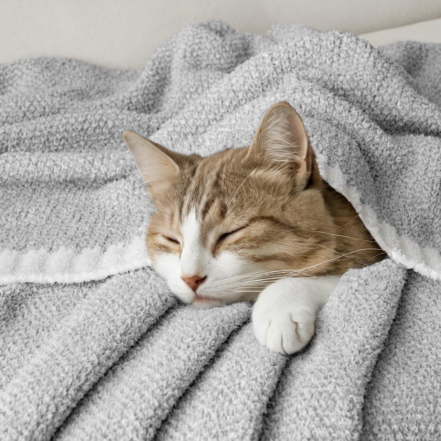 MIULEE Super Soft Throw Blanket for Couch, Light Grey Cozy Fluffy Warm Blankets Lightweight Knit Throw Blankets for Sofa, Bed, Chair, Living Room, Camping, Picnic, 60 x 80 inch