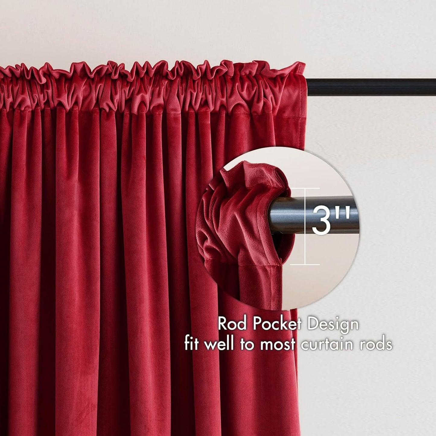 MIULEE Christmas Red Velvet Curtains Thermal Insulated Blackout Curtain Drapes for Bedroom Living Room Darkening 96 Inches Long Curtains Panels Rod Pocket Set of 2