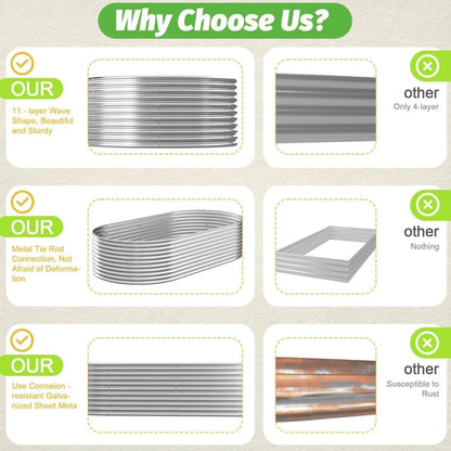 2 Pack Tall Galvanized Raised Garden Bed Outdoor,Metal Garden Bed for Vegetables,Steel Raised Beds for Gardening,Above Ground Garden Box for Flower-37x20 inch-4MV