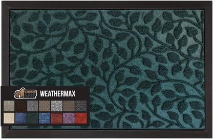 GORILLA GRIP 100% Waterproof All-Season WeatherMax Doormat, 47x35, US Designed Natural Rubber, Stain and Fade Resistant, Low Profile Indoor Outdoor Door Mats, Easy Clean Patio Mat, Moss Vine Leaves