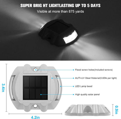 VOLISUN Solar Deck Lights, 16-Pack Led IP67 Waterproof Outdoor Warning Step Lights for Driveway, Sidewalk, Garden Pathway, Yard (White)