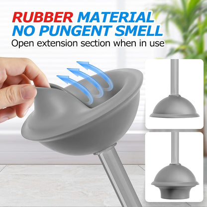 2Pack 2 in 1 Toilet Brush and Plunger Set, Extended Handle Plunger，Toilet Bowl Brush Plunger Set,Bathroom Cleaning Tools ，Toilet Brush Plunger Combo，Cleaning Brush，Cleaning Supplies（Dark Grey）