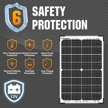 SOLPERK 30W Solar Battery Charger Solar Battery Maintainer + Upgrade 10A MPPT Charge Controller + Adjustable Mount Bracket for Car RV Boat Motorcycle，12V Waterproof Solar Panel Kit Trickle Charging