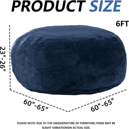 6FT,Oversized Bean Bag Chairs for Adults,Giant beanbag with Filler Included，Fluffy Memory Foam,Soft and Comfy Corduroy Fabric,Gaming Chairs Suitable for Living Room and Bedroom (Blue, 6 Foot)