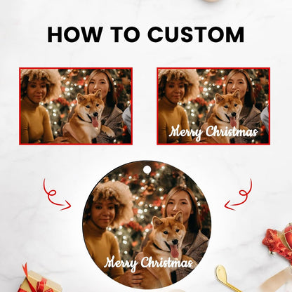 Personalized Christmas Ornaments 2025 Customized with Photo Text Ornament Keepsake Pet First Christmas Ornament Bulk Custom Wooden Xmas Tree Decorations, Wood Round