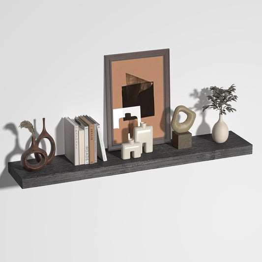 Floating Shelves for Wall, USA-Sourced Fir Wood 48 Inch Wall Shelves Set of 1, Natural Rustic Solid Wooden Floating Shelves Wall Mounted, Nursery Book Storage Shelf, Display Shelf for Bathroom