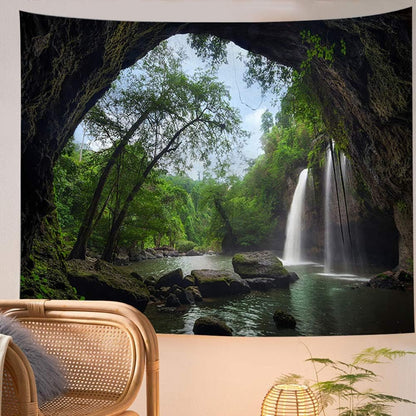 Llamazing Forest Landscape Tapestry for Home Decor - Living Room Bedroom Decoration Magic Curtain (Waterfall, 60''L51''W)
