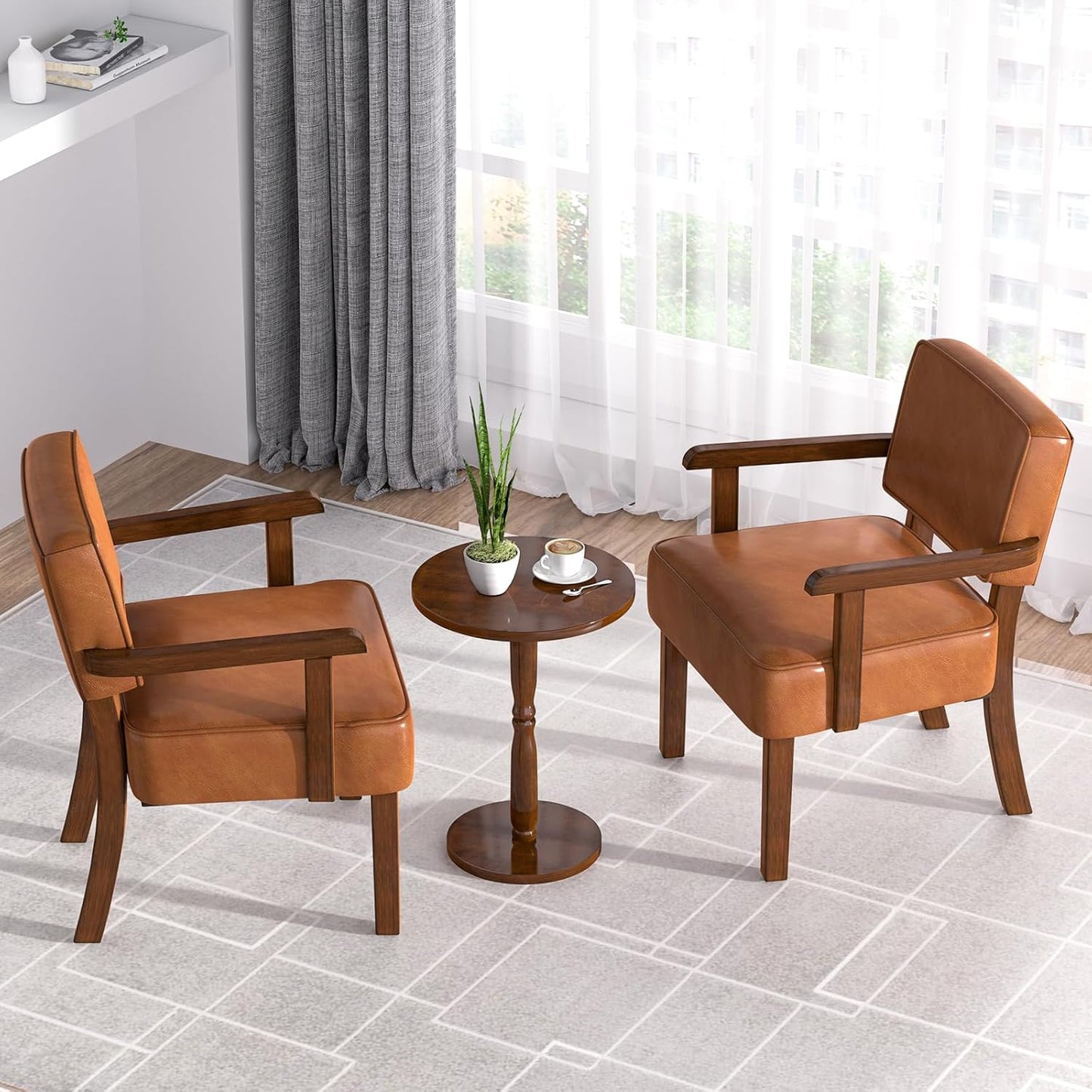Accent Chair, PU Leather Living Room Chairs Oversize with Soft Seat and Armrests for Living Room Dinning Room Bedroom Reading Room Waiting Room