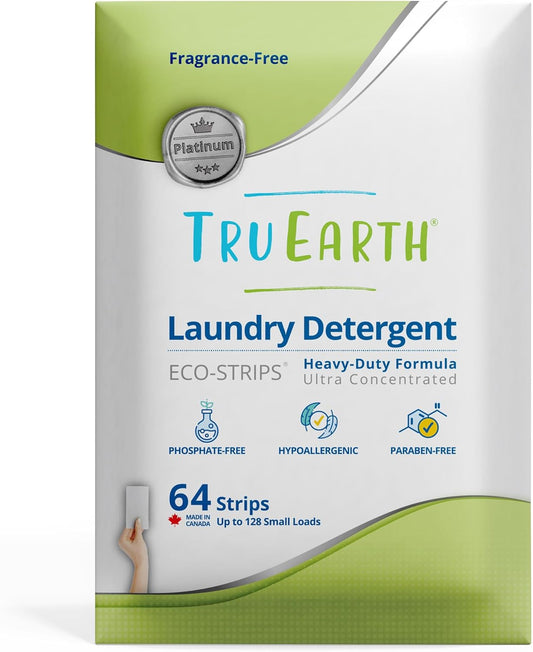 Tru Earth Platinum - Heavy Duty Laundry Detergent Sheets - Up to 128 Loads (64 Count), Fragrance