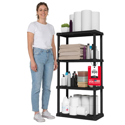 IRIS USA Plastic Storage Shelves |Made in USA| 48"H x 24"W x 12"D - Black